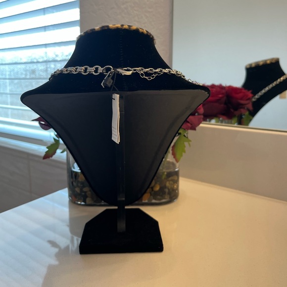 White House Black Market Reversible  Silver and Pave diamond like Necklace - Picture 5 of 5